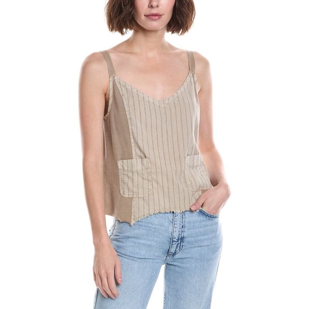 Xcvi Womens  Ludora Linen-Blend Tank Top, Brown